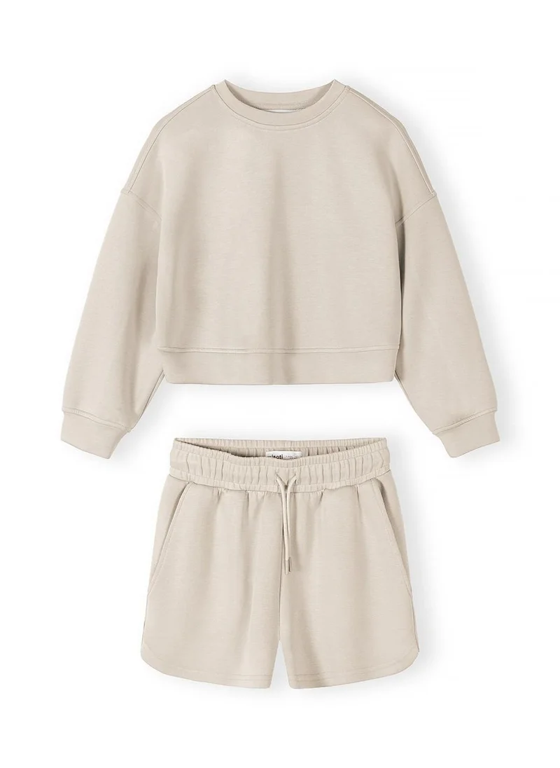 مينوتي Girls sweatshirt and shorts set beige viscose blend